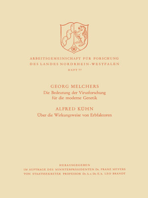 cover image of Die Bedeutung der Virusforschung für die moderne Genetik / Über die Wirkungsweise von Erbfaktoren